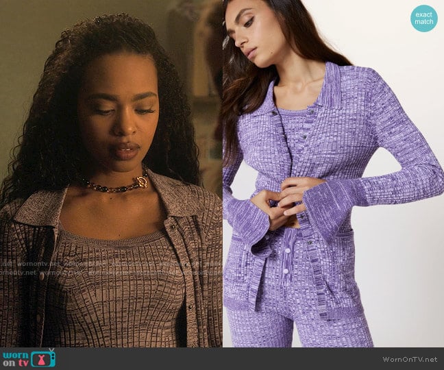 Live the Process Marl Cardigan in Amethyst Marl worn by Faran Bryant (Zaria) on Pretty Little Liars Original Sin