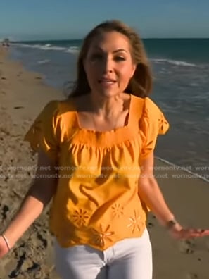 Lori Bergamotto’s orange eyelet top on Good Morning America