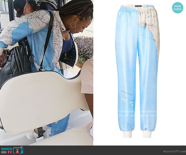 Louis Vuitton Map Print Lounge Pants worn by Kandi Burruss on The Real Housewives of Atlanta