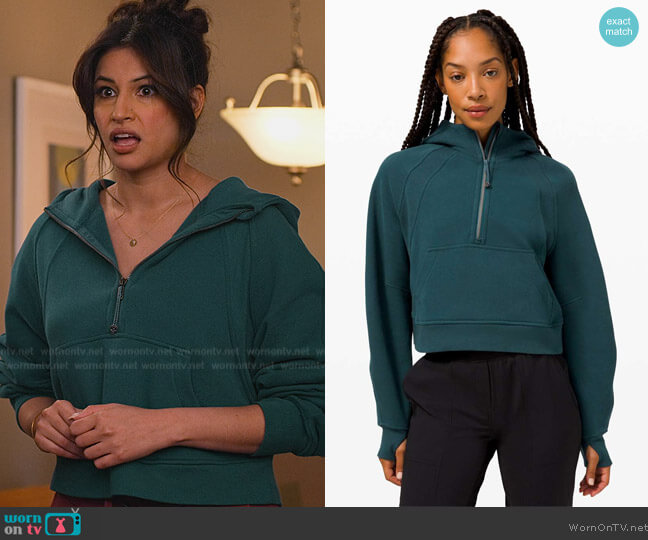 Scuba Oversized Half-Zip Hoodie worn by Kamala (Richa Moorjani) on Never Have I Ever
