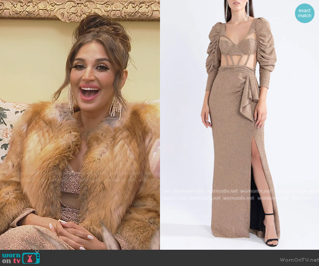 PatBo Lurex Bustier Maxi Dress worn by Leva Bonaparte on Southern Charm