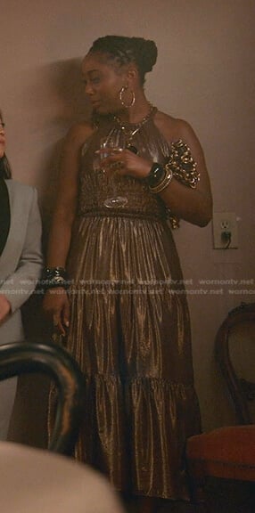 Malika’s metallic dress on Good Trouble