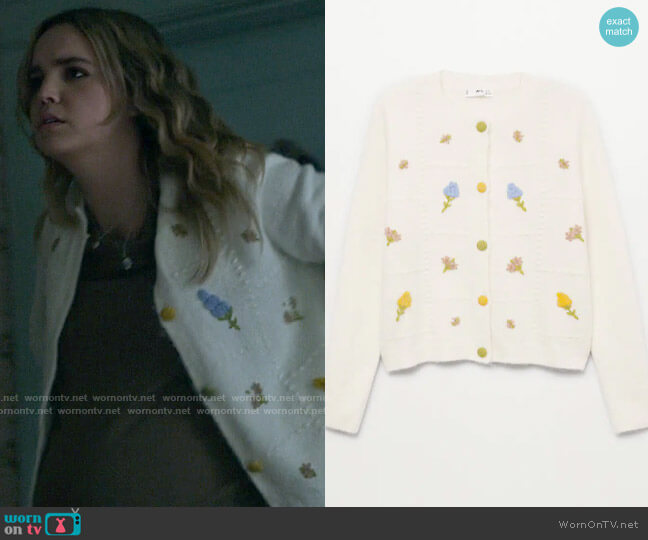 Mango Flowers Knit Cardigan worn by Imogen Adams (Bailee Madison) on Pretty Little Liars Original Sin
