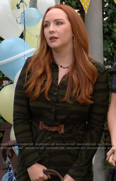 Mariah’s green zebra stripe dress on The Young and the Restless