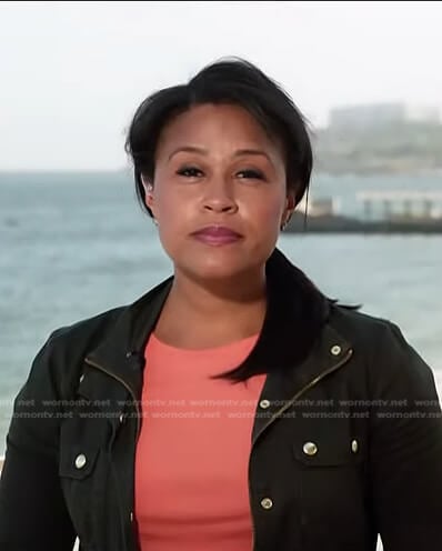 Meagan’s dark green utility jacket on Today