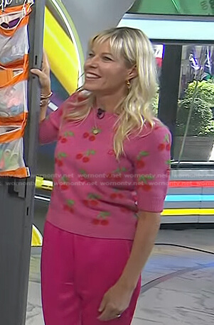 Meredith Sinclair’s pink cherry print sweater on Today