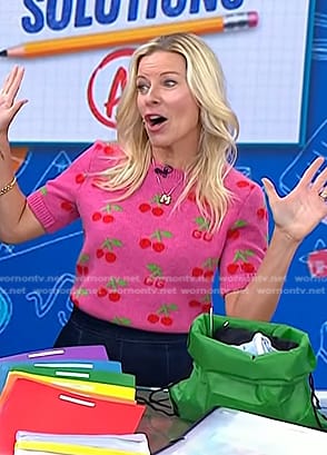 Meredith Sinclair’s pink cherry print sweater on Today
