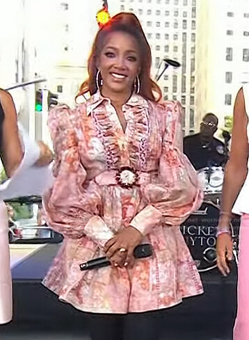 Mickey Guyton’s printed belted mini dress on Today