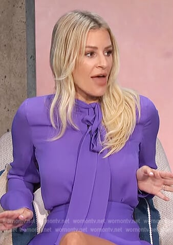 Morgan’s purple tie neck blouse on E! News Daily Pop