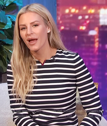 Morgan’s striped V embellished mini dress on E! News Nightly Pop