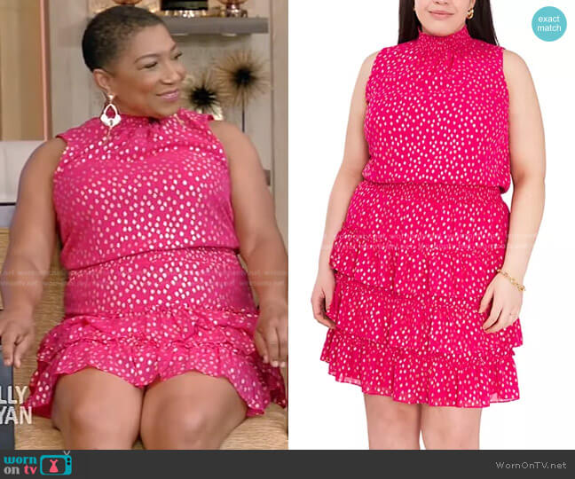 MSK Smocked Ruffled Fit & Flare Dress worn by Deja Vu on Live with Kelly and Mark