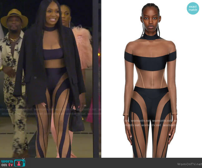 Mugler Black Illusion Bodysuit worn by Marlo Hampton on The Real Housewives of Atlanta