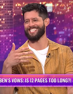 Hunter’s mustard textured shirt on E! News Nightly Pop