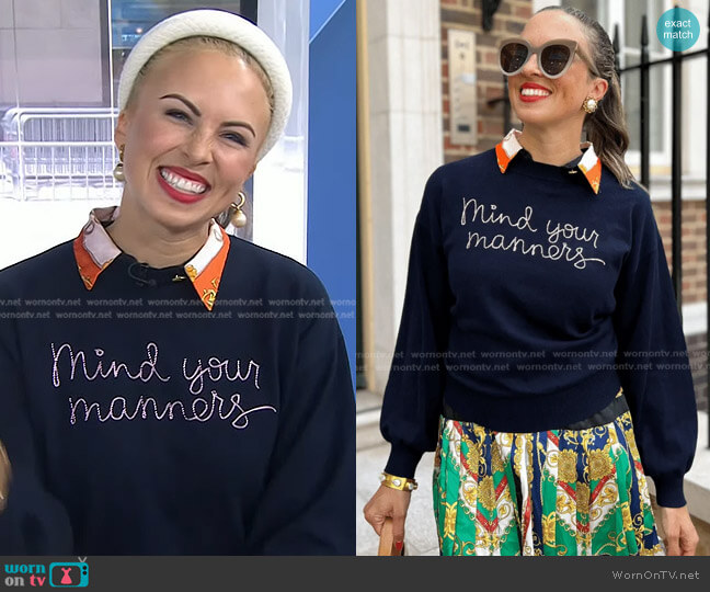 Mind Your Manners Sweater worn by Myka Meier on Today