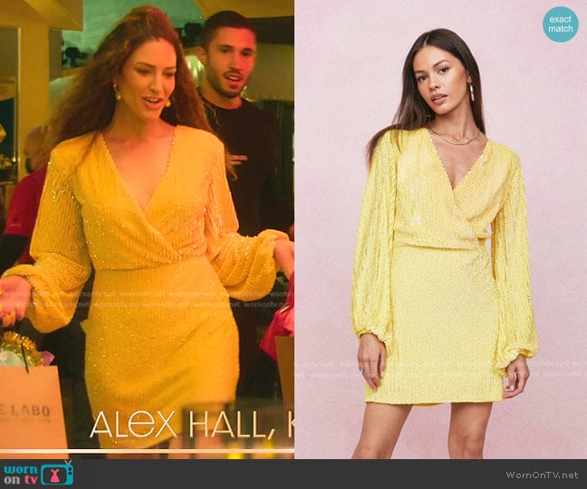 Nasty Gal Sequin Detail Wrap Mini Dress worn by Polly Brindle (Polly Brindle) on Selling the OC