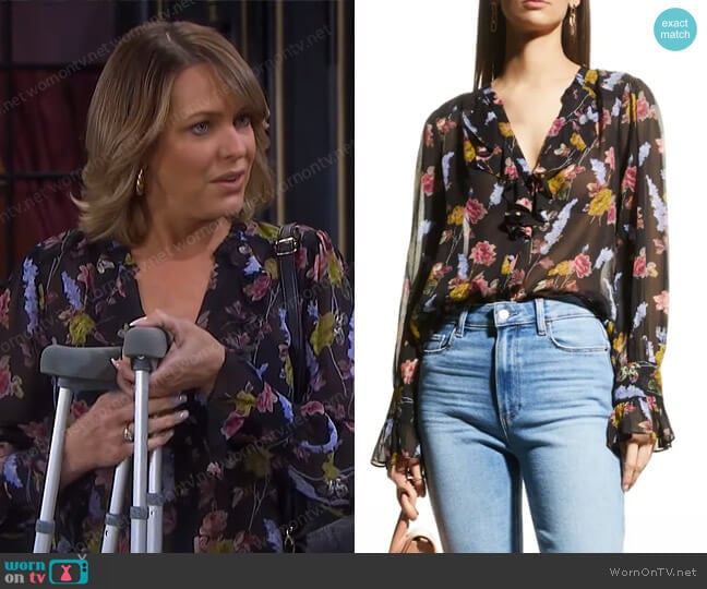Paige Arianne Silk Blouse worn by Nicole Walker (Arianne Zucker) on Days of our Lives