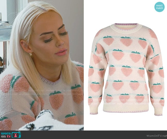 Alaby Peach Fuzzy Sweater worn by Kathryn Dennis on Southern Charm