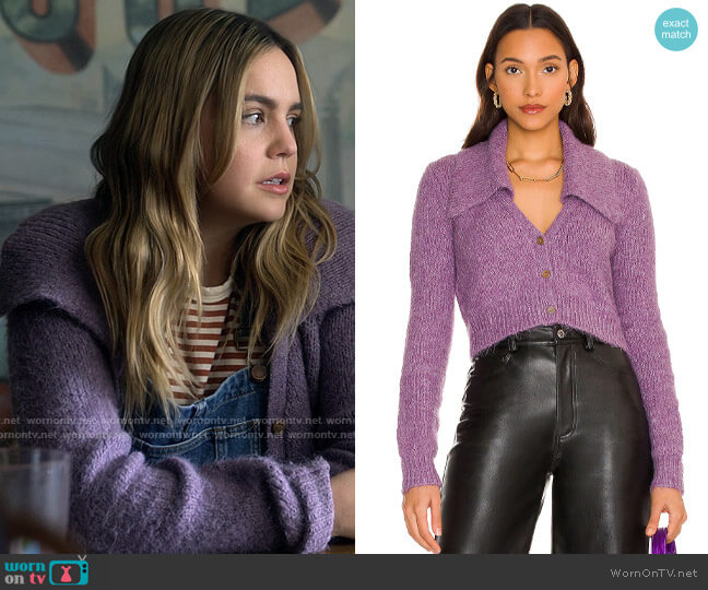 Pistola Lenore Collared Crop Cardigan in Orchid worn by Imogen Adams (Bailee Madison) on Pretty Little Liars Original Sin