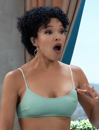 Portia’s mint ribbed bikini top on General Hospital