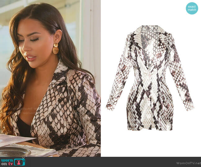 Pretty Little Thing Grey Satin Snake Print Blazer Dress worn by Kayla Carmona (Kayla Carmona) on Selling the OC
