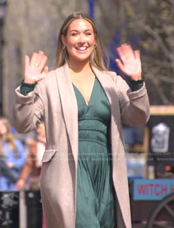 Rachel’s green smocked mini dress on The Bachelorette