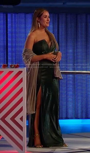 Rachel’s green asymmetric dress on The Bachelorette