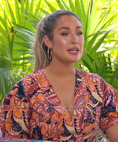 Rachel’s printed puff sleeve dress on The Bachelorette
