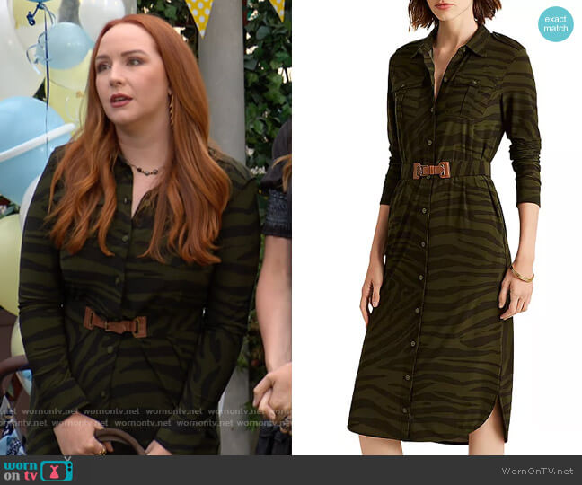 LAUREN Ralph Lauren Zebra Print Jersey Shirt Dress worn by Mariah Copeland (Camryn Grimes) on The Young and the Restless