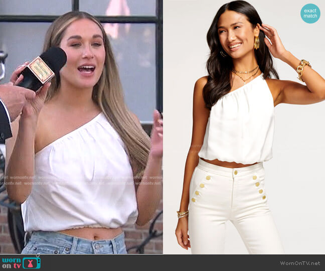 Ramy Brook Cheryl One Shoulder Crop Top worn by Rachel Recchia on The Bachelorette
