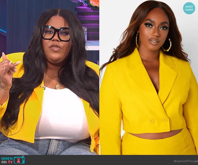 Rebdolls Jocelyn Double Breasted Cropped Blazer worn by Nina Parker on E! News