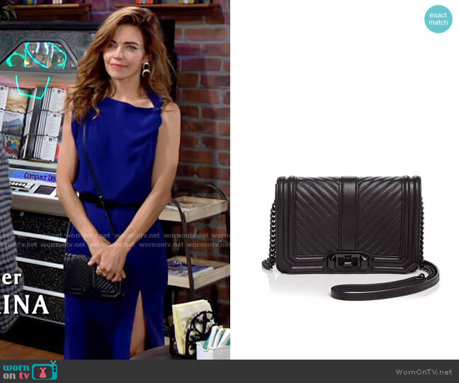 Rebecca Minkoff Love Chevron Quilt Small Leather Crossbody worn by Victoria Newman (Amelia Heinle) on The Young and the Restless
