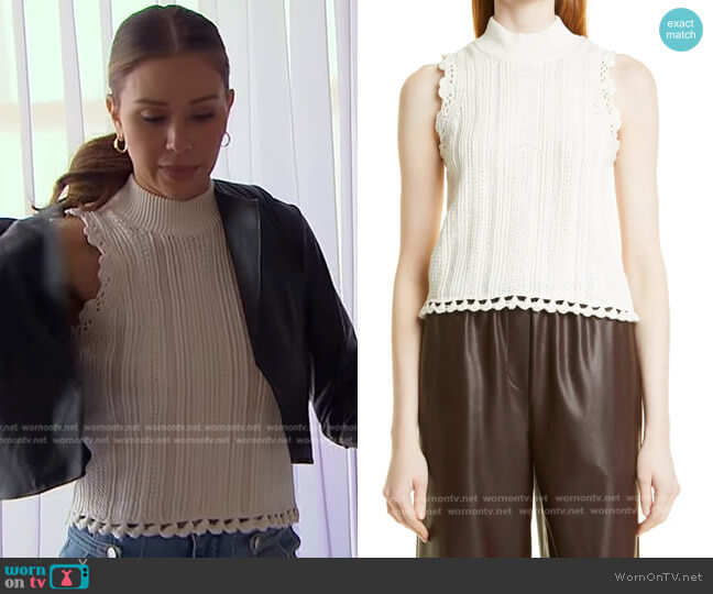 Rebecca Taylor Mock Neck Cotton Sweater Tank worn by Gabriela Windey on The Bachelorette