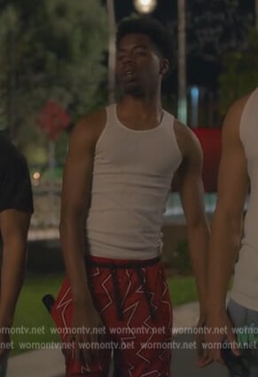 Darius’s red printed shorts on Grown-ish