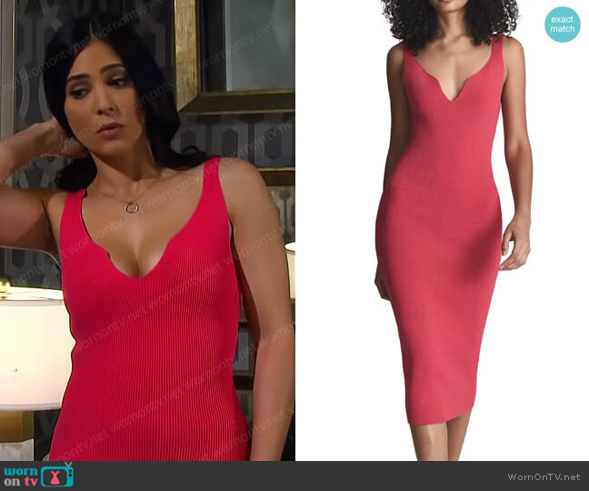 Reiss Dakota Rib Midi Sweater Dress worn by Gabi Hernandez (Camila Banus) on Days of our Lives