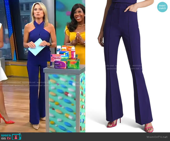Dylan High Waist Flare Leg Trousers worn by Amy Robach on Good Morning America
