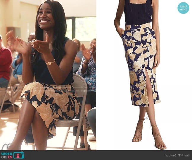 Reiss Jackson Printed Pencil Skirt worn by Jessie (Nneka Okafor) on Everythings Trash