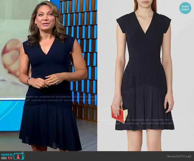 Reiss Janie Pleated Hem Dress worn by Ginger Zee on Good Morning America
