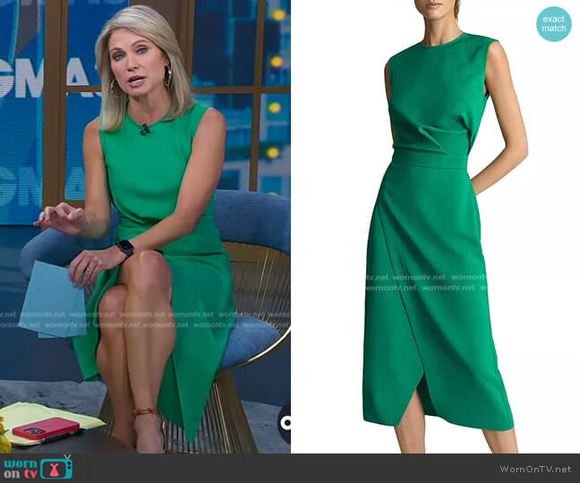 Reiss Layla Madison Update Midi Dress worn by Amy Robach on Good Morning America