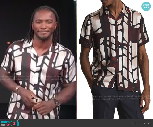 Reiss Rico Short Sleeve Button-Up Shirt worn by Scott Evans on Access Hollywood