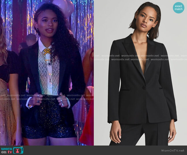 Reiss Paige Tuxedo Blazer worn by Tabitha 'Tabby' Hayworth (Chandler Kinney) on Pretty Little Liars Original Sin