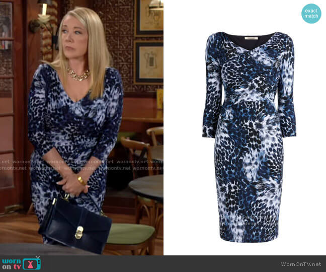 Roberto Cavalli Wild Indigo Dress worn by Nikki Reed Newman (Melody Thomas-Scott) on The Young and the Restless