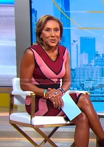 Robin’s red and pink chevron striped dress on Good Morning America