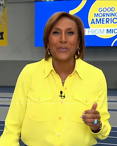 Robin’s yellow button down blouse on Good Morning America