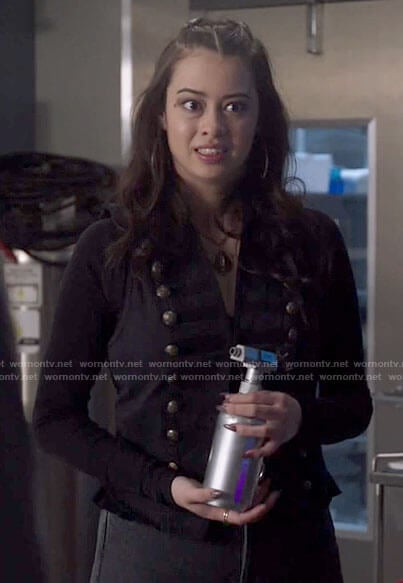 Rosa’s black vest with gold buttons on Roswell New Mexico