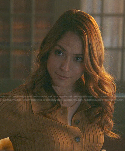 Ryan’s brown ribbed polo top on Good Trouble