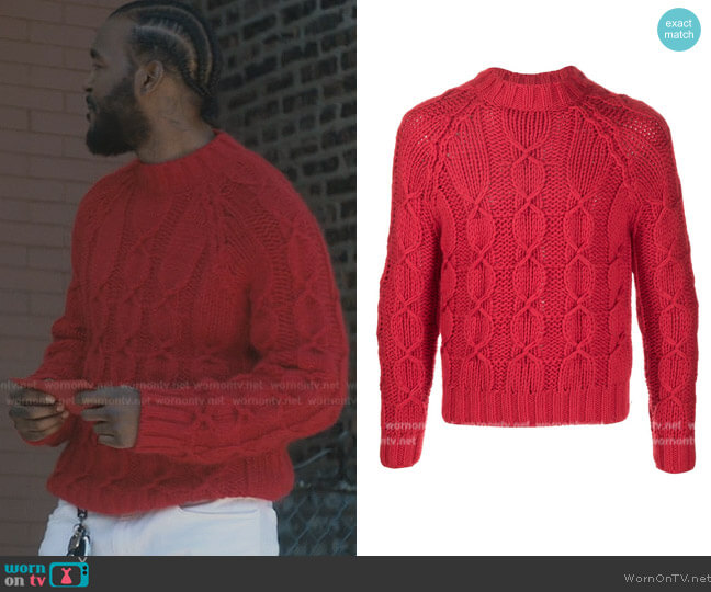 Saint Laurent Cable Knit Jumper worn by Trig (Luke James) on The Chi