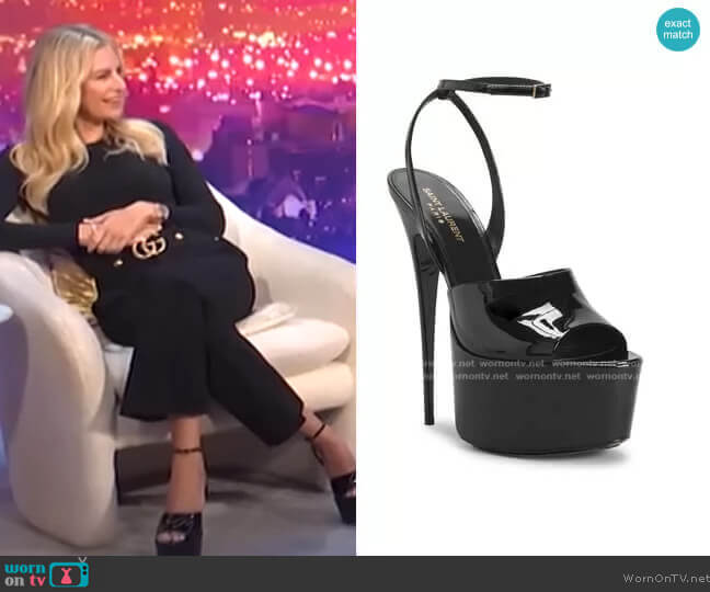 Saint Laurent Kika Platform Sandals worn by Morgan Stewart on E! News