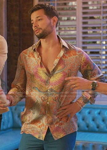 Sam’s printed shirt on Dynasty