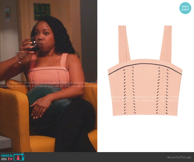 Sandro Figari Cropped Knit Camisole worn by Malika (Toccarra Cash) on Everythings Trash