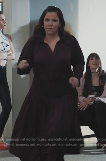 Sara’s burgundy tie neck dress on All Rise
